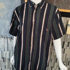 Vintage 90’s Coliseum Classic Striped Button Down Shirt Mens L Short Sleeve   G